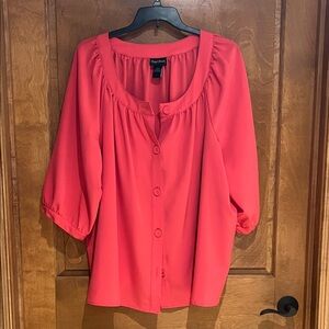 Maggie Barnes Coral Button Top